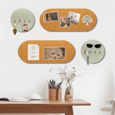 Imagem de Quadro de avisos fofo para paredes 86 cm x 43 cm, quadro de imagem para fotos quadro decorativo de cortiça para escritório, quadro de avisos de feltro com 15 pinos (onda - marrom)