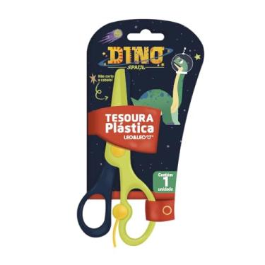 Imagem de TESOURA ESCOLAR PLÁSTICA DINO - BLISTER C/ 1 UND LEO&LEO