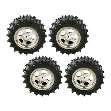 Imagem de TTETTZ 4 peças de pneu de carro de brinquedo RC pneus e rodas parte fácil de instalar pneu de roda de borracha para caminhão de curto curso