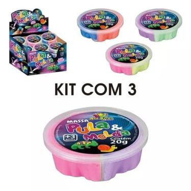 Imagem de Kit 3 Massinha De Modelar Pula Molda Criativa Brincadeira Infantil 20g