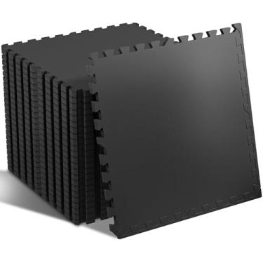 Imagem de SUPERJARE Tapetes De Equipamento De Exercício De 0,56 Polegadas De Espessura, Tapetes De Espuma Eva De 24 Ladrilhos Com Parte Superior De Borracha, Ladrilhos De Borracha Interligados Para Academia Em