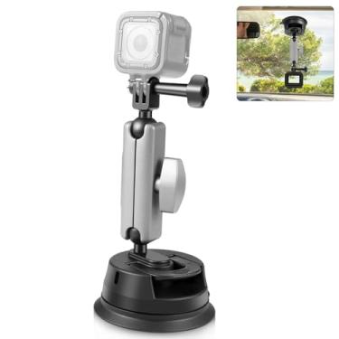 Imagem de FotStdio Suporte para câmera com ventosa com braço mágico com rotação de 360° no para-brisa e painel para Insta360 X5/X3/X4, compatível com GoPro/DJI/Canon/Nikon/Sony/iPhone