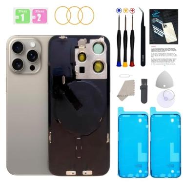 Imagem de GUPFIX Substituição de vidro traseiro para iPhone 15Pro com ferramentas Repir, tampa traseira de grande orifício de substituição de vidro todas as operadoras com adesivo pré-instalado e kits de