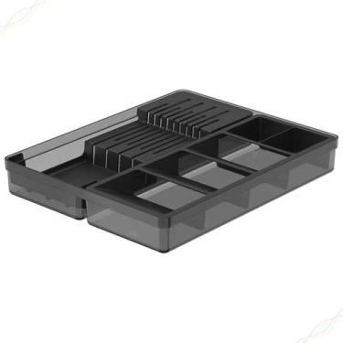 Imagem de Organizador de Facas e Talheres Para Gavetas Cozinha Clear Ou, Preto