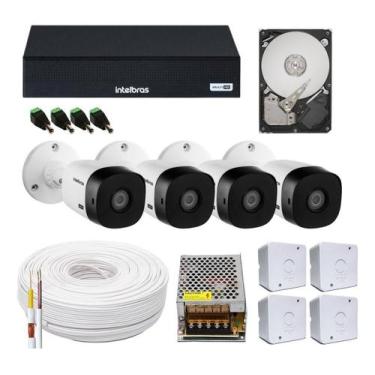 Imagem de Kit 4 Câmeras Bullet Dvr Intelbras Hd 500g e Sobrepor