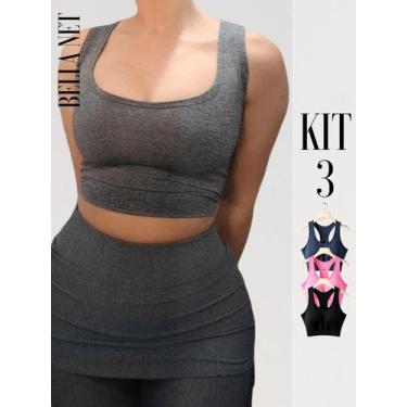 Imagem de Kit 3 Top Para Academia Nadador Fitness Midsize P a G1 (EXG) - Multico