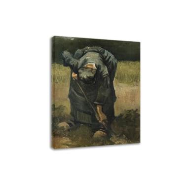 Imagem de LXURY Van Gogh. Uma mulher camponesa cavando. Reprodução de pinturas famosas. Arte de parede em tela Van Gogh Pôsteres e impressões. Imagem para decoração de casa 40 x 52 cm com moldura interna