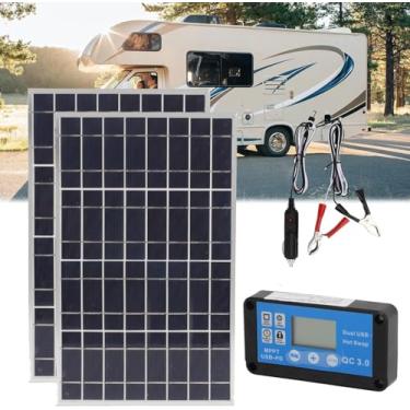 Imagem de Carregador De Painel Solar 30w 60w 90w 120w, Kit De Painel Solar 12v/24v, Com Controlador à Prova D'Água 40a, Alta Taxa De Conversão, Para Carregamento Externo/rv/emergência, 60w