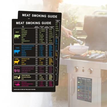 Imagem de Ímã de temperatura de carne e guia de defumador de churrasco para carne bovina, suína, aves e peixes - Acessórios de grelha de pellets para fumar e grelhar, pacote com 2 (vertical)