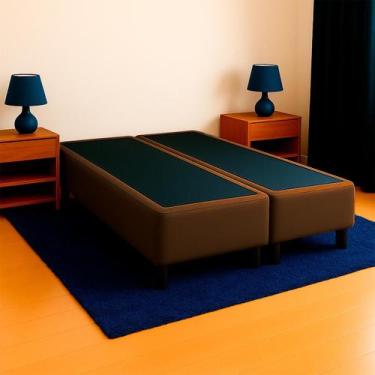 Imagem de Base Box Casal Bipartido Suede Marrom PoliConfort 138x188x26