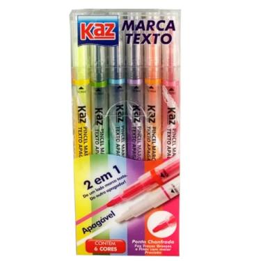 Imagem de 123 organizei, Caneta Marca Texto 2 em 1 Apagável 6 Cores Ponta Chanfrada