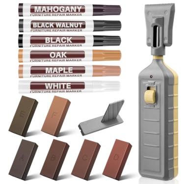 Imagem de Kit de reparo de piso laminado com caneta térmica, reparo de linóleo, cera dura, 6 cores, vinil de madeira, kit de reparo de móveis para piso de móveis de retoque capa de marcador para arranhões