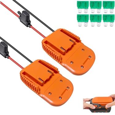 Imagem de Fybemax Adaptador De 2 Peças Para Power Wheel Ridgid Aeg 18V Hyper Battery, Faça Você Mesmo, Com Fusível E Terminal Fio, Fio Calibre 14, 30 Amperes Botão Interruptor, Caminhões Rc, Brinquedos, Robót