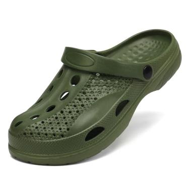 Imagem de SOSOWHLTE Tamancos De Jardim Para Homens E Mulheres, Sandálias Leves Amamentação, Macios Mules Masculinos Verde-Escuro, Tamanho 8,5 Feminino, 7,5 Masculino