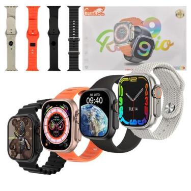 Imagem de Relógio Smartwatch 49mm Com 04 Pulseiras W9 Ultra - Eletromex, Cinza