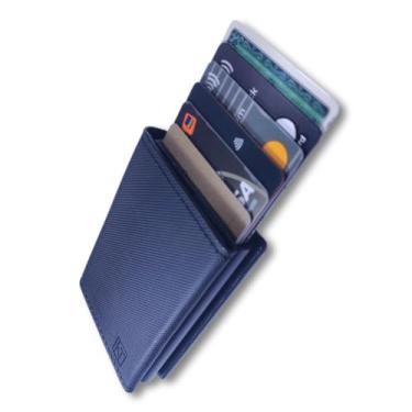 Imagem de Carteira Porta Cartões Masculina Couro PU ATNI RFID Antifurto Fecho Magnético Cinta Elástica Antiqueda Porta CNH Rígido Caixa Presentear Exclusiva Design Moderno Segurança Luxo High Performance (B0SS)