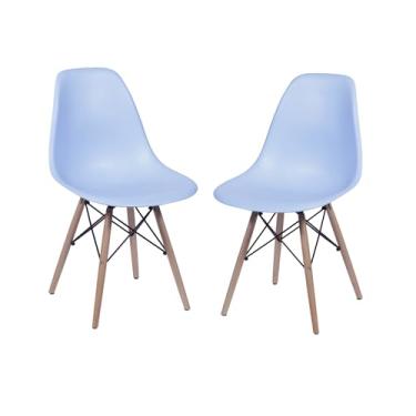 Imagem de Cadeira Charles Eames Design Clássico com Encosto Anatômico, Assento Ergonômico e Pernas de Madeira Natural para Sala, Escritório ou Jantar - Unidade ou Kit (2, Azul Claro, Infantil)