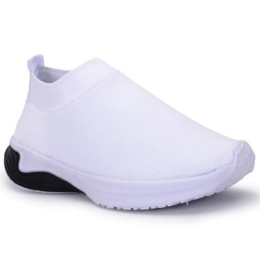 Imagem de Tênis Feminino Malha Leve Prático Confortável Caminhada Casual (Branco, BR, Adulto, Numérico, 33)