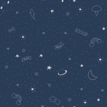 Imagem de Papel de Parede Infantil universo Azul marinho Fofura Baby FF4025. - E