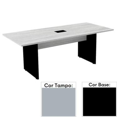 Imagem de Mesa de Reunião com Caixa de Tomada Retangular 200 x 90 cm Pé Painel P