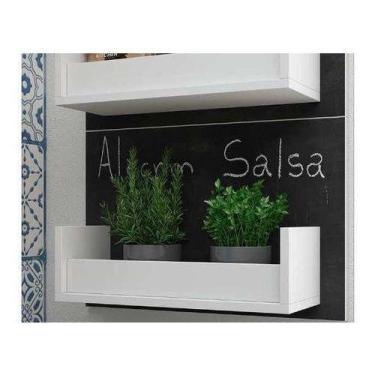 Imagem de Kit Com 2 Prateleiras Porta Tempero 60x10x10cm Branco - B&D Arte e Dec