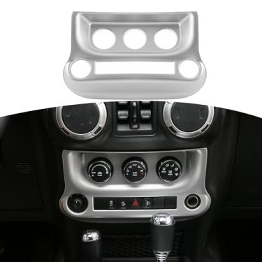 Imagem de RT-TCZ Painel de painel de painel de painel de console interior de carro e painel de interruptor de ar para Jeep WranglerRT-TCZ Air Conditioning Switch Panel prata RT-TCZM02