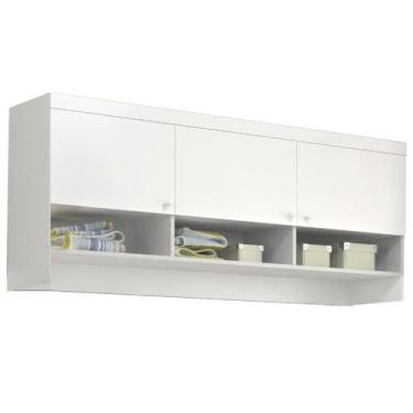 Imagem de Armário Aéreo Eloisa 3 Portas c/ Nicho Decorativo para Quarto de Bebê 