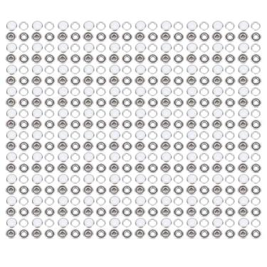 Imagem de Pssopp 100 Conjuntos Prong Snap Button, Instalação Simples Uso Versátil Vintage Prong Press Snap Fastener para Home Repair Crafting Vestuário Costura (10mm) (Contas brancas de gama prateada)
