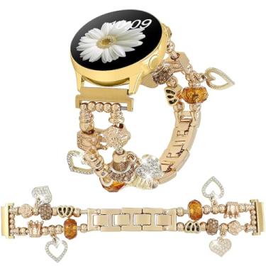 Imagem de Pulseira feminina de metal elegante para Samsung Galaxy Watch 7/FE 6 5 4 mm e 40 mm e 44 mm com contas Pandora de 20 mm para Watch 6 Classic de 43 mm/Watch 5 Pro/Watch4 Classic de 42 mm/Galaxy Active