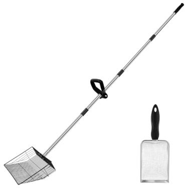 Imagem de ZJRDYYK Colher de cocô de galinha, pacote com 2 ferramentas de limpeza de galinheiro, colher de areia de galinheiro com alça longa ajustável para quintal, animais de fazenda pequenos