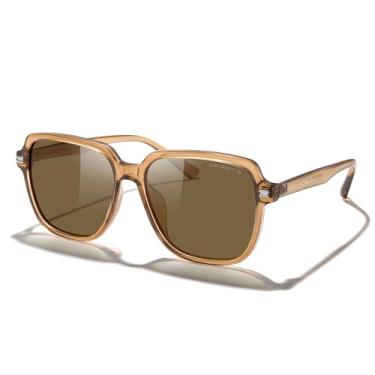Imagem de MERRY'S Óculos de sol retrô quadrados polarizados para mulheres e homens clássicos modernos Sunnies S6030, Armação marrom Tra/Lente marrom, Lens Width:58 Millimeters