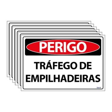 Imagem de Combo 6 Placas De Sinalização Perigo Tráfego De Empilhadeiras 30x20 Ec