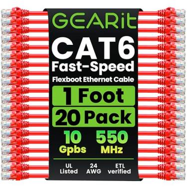 Imagem de GEARit Cabo Cat6 0,3 m - Cabo Ethernet Cat6, Cabo Ethernet Cat 6, Cabo Patch Cat6, Cabo Cat 6, Cabo Cat 6, Cabo de Rede, Cabo de Internet - Vermelho 30 cm
