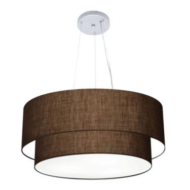 Imagem de Lustre Pendente Duplo Cilíndrico Vivare Md-4082 Cúpula Em Tecido 60x50cm - Bivolt Café...