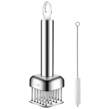 Imagem de Ferramenta de amaciador de carne de aço inoxidável 316, 24 agulhas afiadas, BOMANSI BOMS Meat Piercing, bife, frango, porco, churrasco, marinado, moedor de carne pequeno com escova de limpeza gratuita