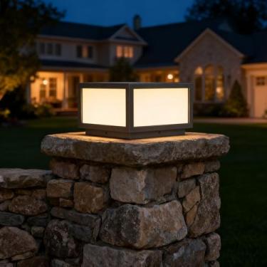 Imagem de SkyGlow Luz De Poste De Luz Externa, Iluminação Led De Alumínio Com 8 W 880 Lm, Luzes De Coluna Externas À Prova D'Água Ip55, Luzes De Coluna Modernas De Luxo Para Decoração De Portão, Parede, Deck
