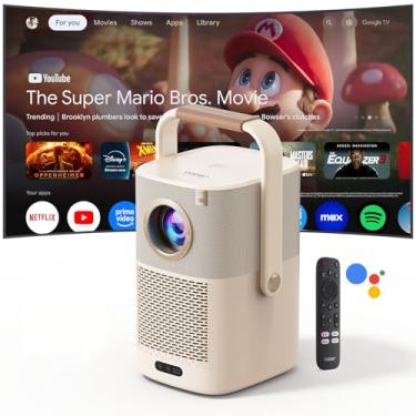 Imagem de [Som da JBL e Google TV embutido] Yaber T2 Plus GTV projetor externo – Projetor inteligente com WiFi 6 e Bluetooth, projetor portátil de filme nativo 1080p para ambientes internos e externos (bateria