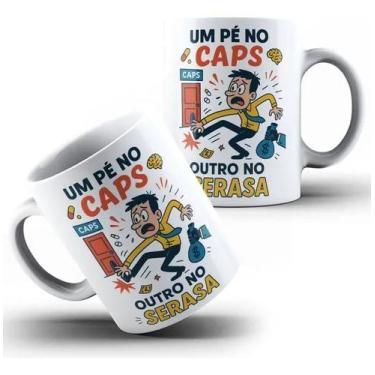 Imagem de Xícara Caneca Personalizada de Porcelana Cerâmica  Um pé no Caps e out