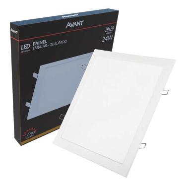 Imagem de 2X Plafon Led Quadrado Embutir 24W Branco Quente 3000K Avan