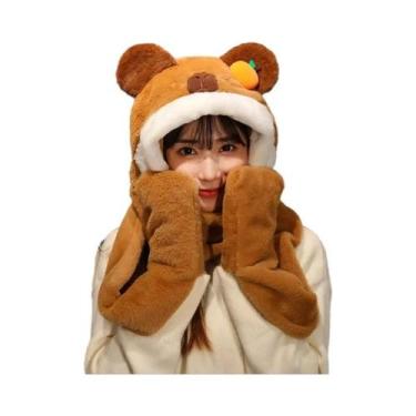 Imagem de Conjunto 3 Em 1 De Gorro, Cachecol E Luvas De Pelúcia Super Macio E Qu