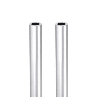 Imagem de DTGN Tubo redondo de alumínio de 25 x 1,2 x 0,8 cm (CxODxID) - Pacote com 2 - Bom para artesanato DIY - Tubo reto de alumínio 6063 - Prata