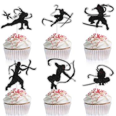 Imagem de 18pcs Ninja Master Cupcake Toppers Kids Happy Birthday Martial Arts, Karate, Warrior, Fighter Decorations, Boys and Men Birthday Party, Samurai Fighting Sports Party Decorations