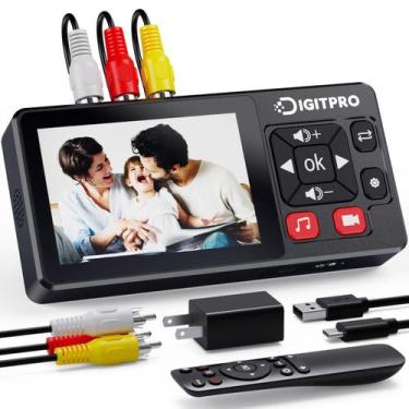 Imagem de Conversor de vídeo para digital Gravador VHS com tela DigitPro de 3,5 