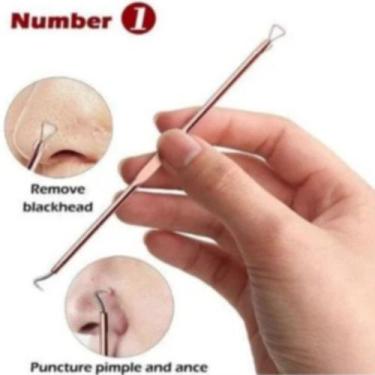 Imagem de Kit Extrator de Cravos e Espinhas em Aço Inox Profissional Limpeza de 