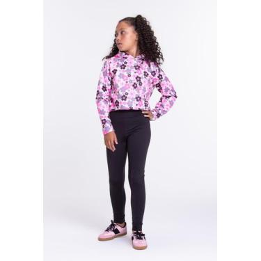 Imagem de Conjunto Moletom Infantil Cropped Flowers Preto - Vida Costeira, Preto