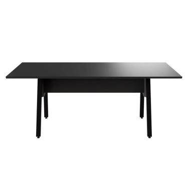Imagem de Mesa de Reunião 200cm para 8 Pessoas com Tampo Chanfrado Industrial Executive Preto