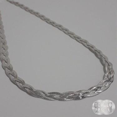 Imagem de Gargantilha Trançada 4 Fios Prata 925 - 45cm - Joia Elegante - no-bran