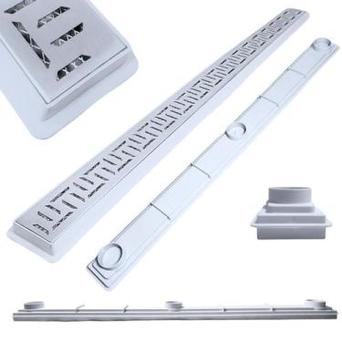 Imagem de Ralo Raso Ideal para Laje e Apartamento Inox Oriente 70cm col Branco c