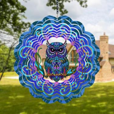 Imagem de Wind Spinner DKJOCKY Owl Metal, 30 cm, decoração externa e interna