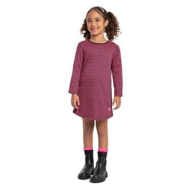 Imagem de Vestido Infantil Jacquard Manga Longa Quimby, Rosa, 4